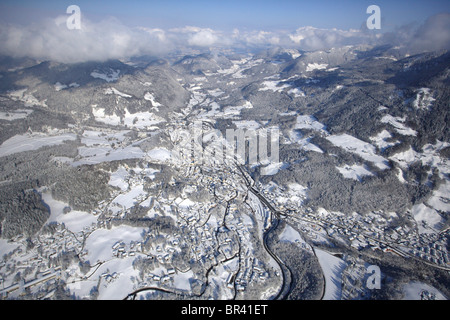 winterliche Landschaft von Berchtesgaden, Blick nach Norden, Deutschland, Bayern, Berchtesgaden Stockfoto