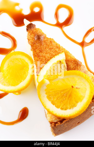 Orangen-Käsekuchen Stockfoto