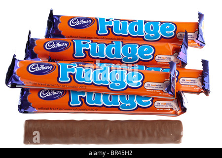 Sechs Cadbury fudge Schokoriegel Stockfoto