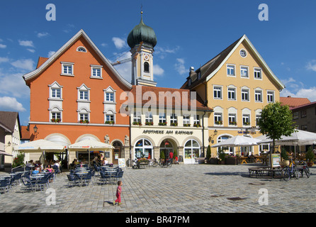 Stadtpfarrkirche St. Nikolaus und Marienplatz, Immenstadt Im Allgäu, Bayern, Deutschland, Europa Stockfoto