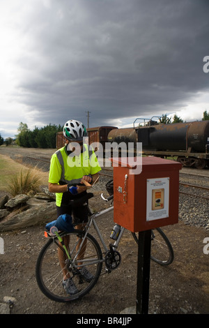 Kennzeichnung der Radsport "Pass" auf der Otago Rail Trail am Middlemarch Stockfoto