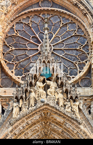 Europa, Frankreich, Marne (51), Notre-Dame de Reims, aufgeführt als Weltkulturerbe von der UNESCO Stockfoto
