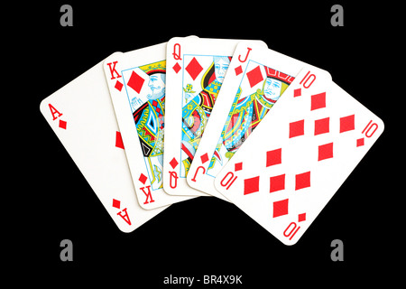 Hand von Spielkarten zeigen einen Royal flush Stockfoto