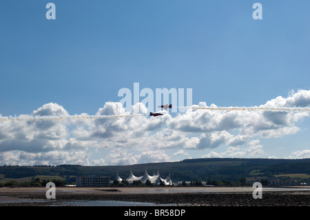 Zwei Hawk-Jets aus dem RAF Aerobatic Team, die Red Arrows Stockfoto