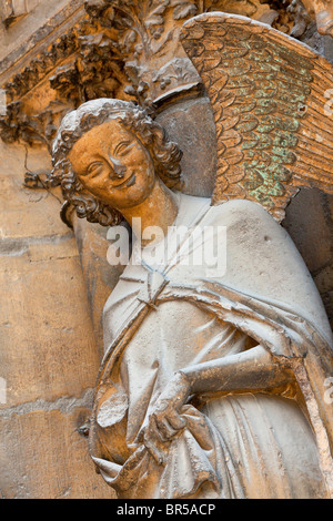 Europa, Frankreich, Marne (51), Notre-Dame de Reims, aufgeführt als Weltkulturerbe von der UNESCO, Tympanon Nordportal Stockfoto