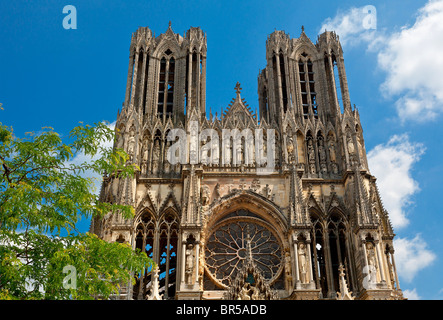 Europa, Frankreich, Marne (51), Notre-Dame de Reims, aufgeführt als Weltkulturerbe von der UNESCO Stockfoto