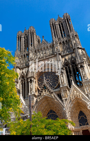 Europa, Frankreich, Marne (51), Notre-Dame de Reims, aufgeführt als Weltkulturerbe von der UNESCO Stockfoto