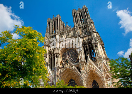 Europa, Frankreich, Marne (51), Notre-Dame de Reims, aufgeführt als Weltkulturerbe von der UNESCO Stockfoto