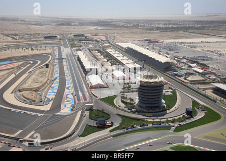 Luftbild des Bahrain International Circuit in der Formel 1-Grand-Prix 2010 Stockfoto