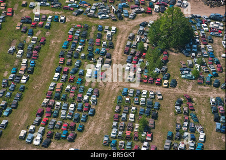 Luftaufnahme des Auto-Junk Yard Michigan USA Stockfoto