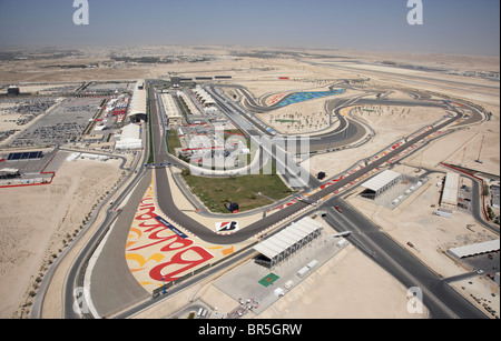 Luftbild des Bahrain International Circuit in der Formel 1-Grand-Prix 2010 Stockfoto