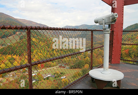 eine Reihe von Fernglas und Geländer mit Blick auf den Eingang zum Great Smoky Mountains National Park Stockfoto