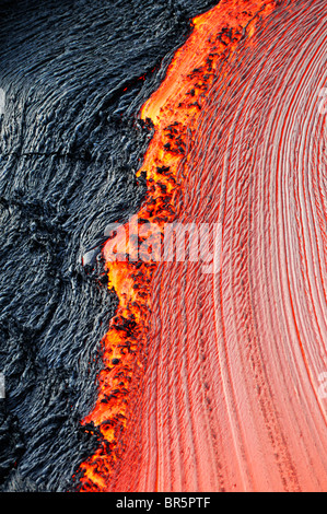 Fluss der geschmolzene Lava close-up, Kilauea Vulkan, Hawaii-Inseln, Vereinigte Staaten Stockfoto