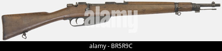 Ein italienisches Kurzgewehr Carcano Muster 1891/24, Kaliber 6,5 x 52, Seriennummer PL3166. Kein Bläuling mehr, eine Zündschutzschraube zerbrochen, verschlissener Zustand, Gewehr, das 1930 von Lorenzotti Brescia unterzeichnet wurde: Historisch, historisch, 1930er, 20. Jahrhundert, Gewehr, Waffen, Feuerwaffen, Feuerwaffen, Feuerwaffen, Feuerwaffen, Waffen, Waffen, Waffen, Waffen, Waffen, Waffen, Waffen, Kampfmittel, Objekt, Objekte, Stillstände, Clipping, Clippings, Ausschneiden, Ausschnitte, Ausschnitte, Ausschnitte, Militär, Militaria, Militaria Ausrüstung, Stockfoto