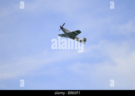 Ein p-51 Mustang überfliegt bei Eastbourne Air Show, East Sussex, England. Stockfoto