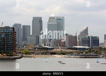 Canary Wharf, von Osten gesehen Stockfoto