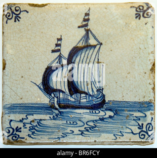 1660 Harlingen Friesland blau Fliese niederländischen Segelboot Niederlande 17. Jahrhundert Stockfoto