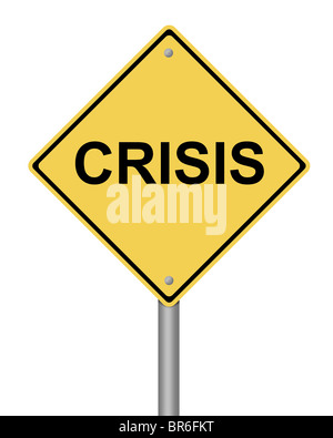 Krise gelben Warnschild Stockfoto