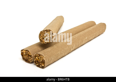 Große dicke Zigarre isoliert auf weißem Hintergrund. Stockfoto