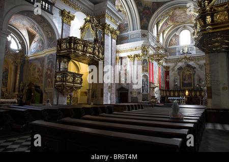 Slowenien. Ljubljana. Der reich verzierte Innenraum des Sankt Nikolaus Kathedrale. Stockfoto