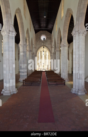 Santo Agostinho da Graça Kirche in der Stadt Santarém, Portugal. 14./15. Jahrhundert Bettelorden/Flamboyant-Gotik. Stockfoto