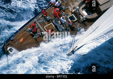 J-Klasse "Endeavour" auf Antigua Classic Yacht Regatta, 2001. Stockfoto