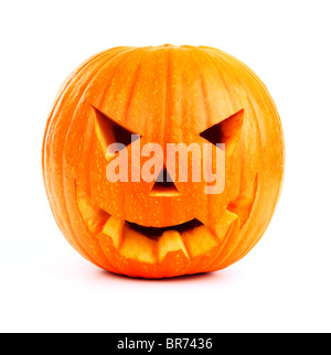 Halloween-Kürbis, isoliert auf weiss Stockfoto