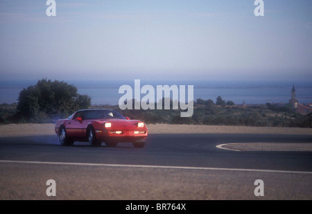 Chevrolet Corvette ZR1 auf einem Test zu verfolgen, in der Nähe von Montpellier Frankreich 1993 Stockfoto