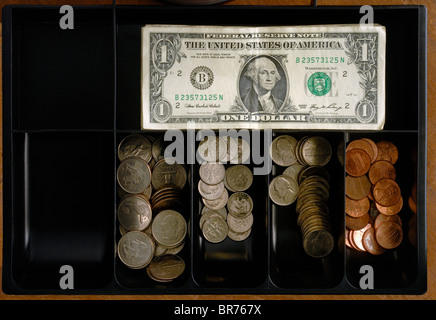 Amerikanisches Geld in einer Kassenschublade Stockfoto