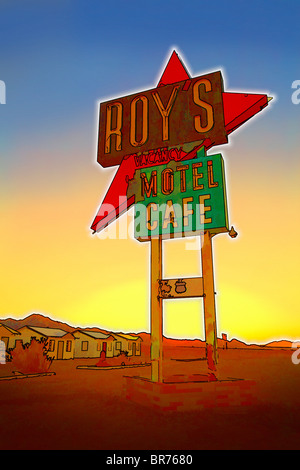 Abbildung des Roys Cafe, alte Route 66, Amboy, California Stockfoto