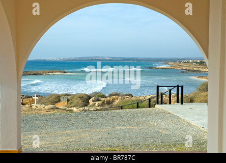 Ein Blick von Agia Thekla Kirche Stockfoto