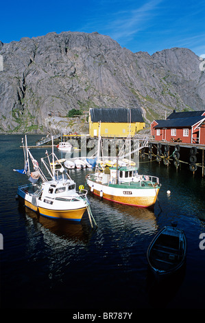 Nusfjord Dorf Lofoten-Inseln Norwegen. Stockfoto