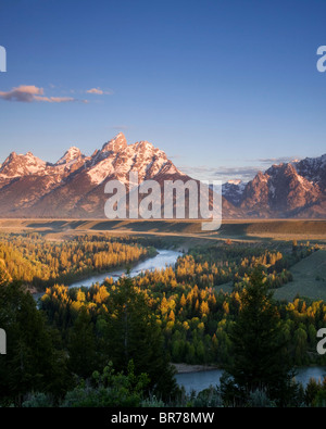 Die Grand Teton Berge von der Snake River Overlook aus gesehen Stockfoto