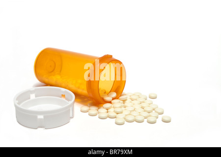 Verschreibungspflichtigen Pillen verschüttet Stockfoto