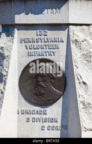 Denkmal für die 132 Pennsylvania Freiwilligen Infanterie, Hohlweg, Antietam Bürgerkrieg Schlachtfeld, Virginia, USA Stockfoto