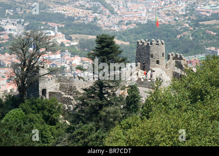 Burg der Mauren in Sintra (Castelo Dos Mouros) UNESCO World Heritage Site, Portugal. Stockfoto