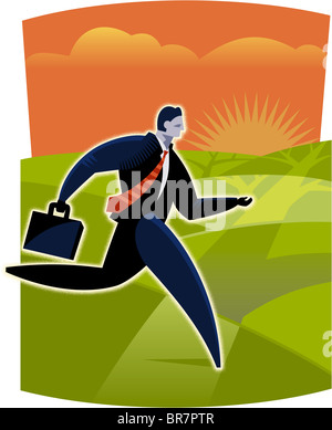 Ein Geschäftsmann in einem Feld Stockfoto