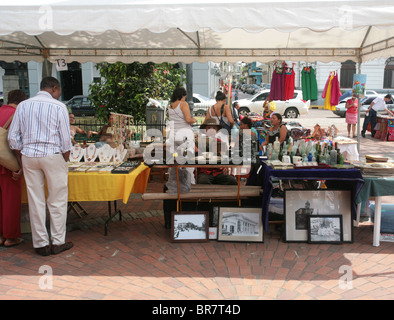 Markt am Plaza Catedral, Casco Antiguo, Panama City, Panama. Stockfoto