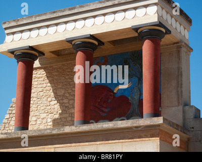 Knossos, minoische Palast, Bastion A Bull Fresko Stockfoto