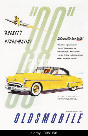 Farbe amerikanischen Magazin Werbung für General Motors Oldsmobile Autos um 1950 Stockfoto