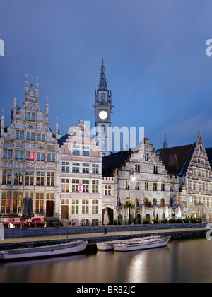 Guild Häuser in Gent bei Nacht Stockfoto