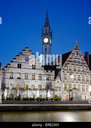 Guild Häuser in Gent bei Nacht Stockfoto