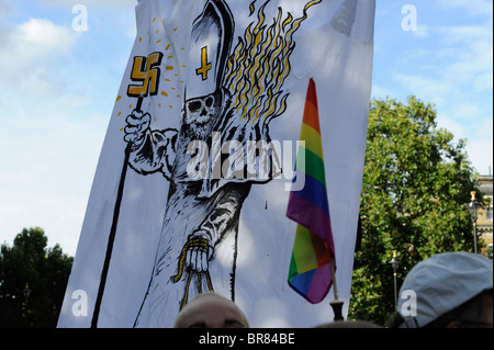 Demonstranten gegen Staat Besuch von Papst Benedikt in London Stockfoto