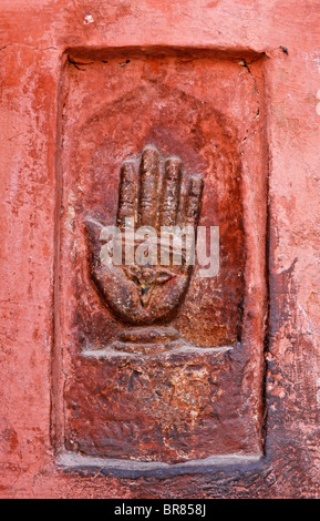 Sati Handabdrücke außerhalb Junagarh Fort, Bikaner, Rajasthan, Indien Stockfoto