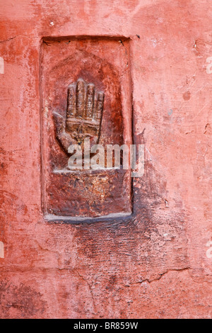 Sati Handabdrücke außerhalb Junagarh Fort, Bikaner, Rajasthan, Indien Stockfoto