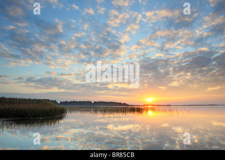 Sonnenuntergang über dem See Saadjärv, Estland Stockfoto