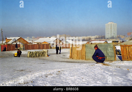 Winter in Ulaan Bator Mongolei Ulan Bator Oulan Bator Mongolie Mongolie Tracht Ureinwohner Stockfoto