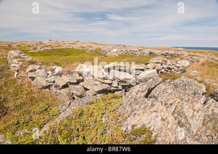 Historischen Steinmauern, Roste Cove Rock Wände National Historic Site, Roste Cove, Newfoundland, Kanada; der 1700er-1900 gebaut Stockfoto