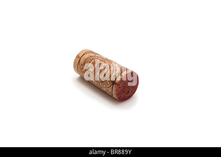 Korken Sie aus einer Flasche Rotwein Stockfoto