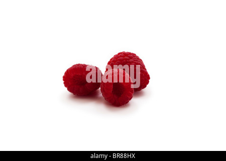 Drei Reife frische Himbeeren Stockfoto